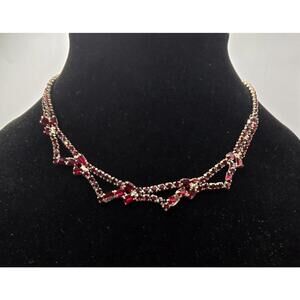 vintage Red Rhinestone Unique Design necklace